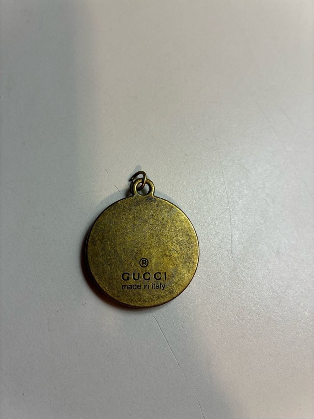 Auth Gucci stamped Large Red Enamel Bee Medallion Charm Pendant - Picture 3 of 7